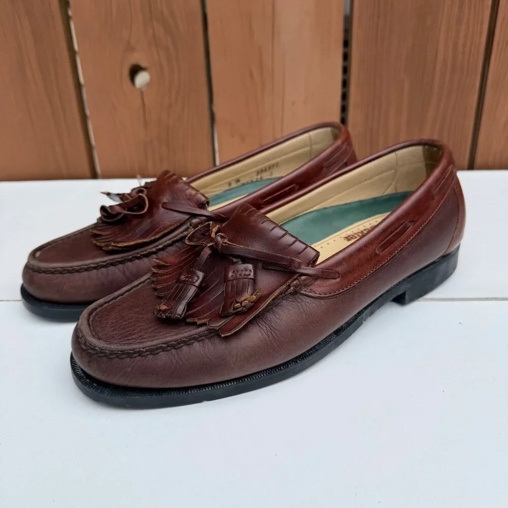 Brown Dexter Men's Leather Loafers with Tassels Size 9M - Picture 4 of 9